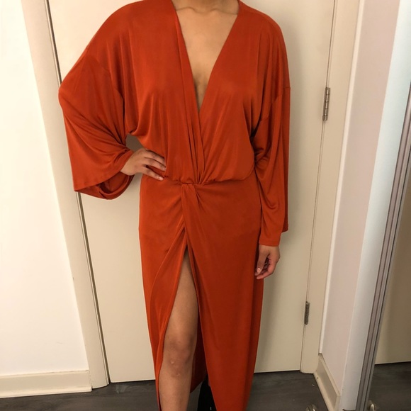 orange kimono dress